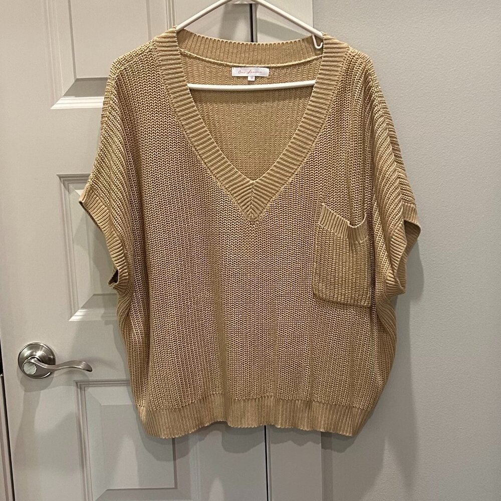 Ces Femme Tan Short Sleeve Sweater